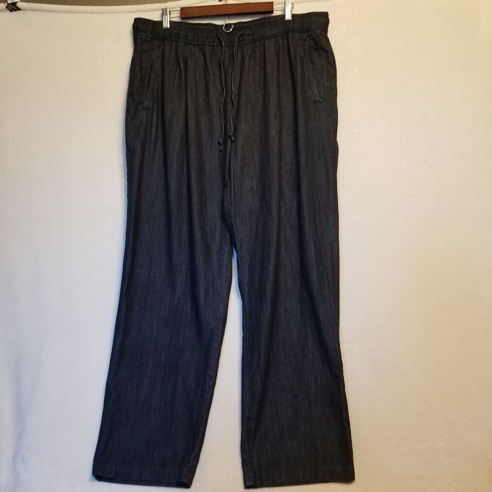 Old Navy XL Tall Pants Billie Straight Chambray Dark Wash Elastic Waist Comfort